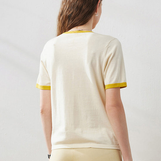 COMOBOCA Women's Retro Ringer Cotton Silk T-Shirt