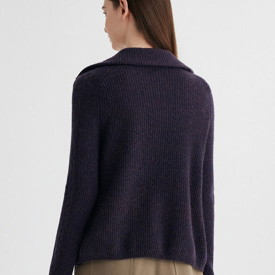 COMOBOCA 100% Cashmere Women's Ribbed Collared Zip Up Cardigan