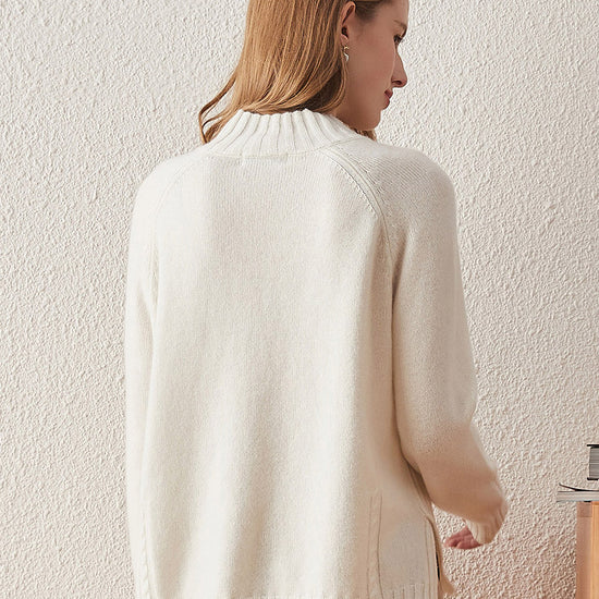 COMOBOCA 100% Cashmere Women's Mock Neck Knit Sweater