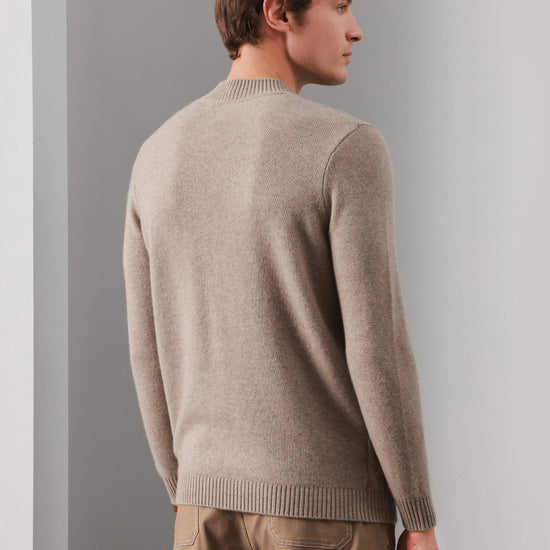 COMOBOCA 100% Cashmere Men's Ribbed Mock Neck Sweater