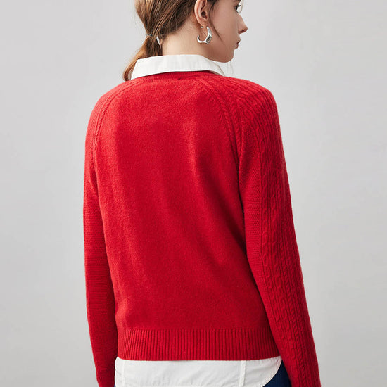 COMOBOCA 100% Cashmere Women's Argyle Cable Button Up Knit Cardigan