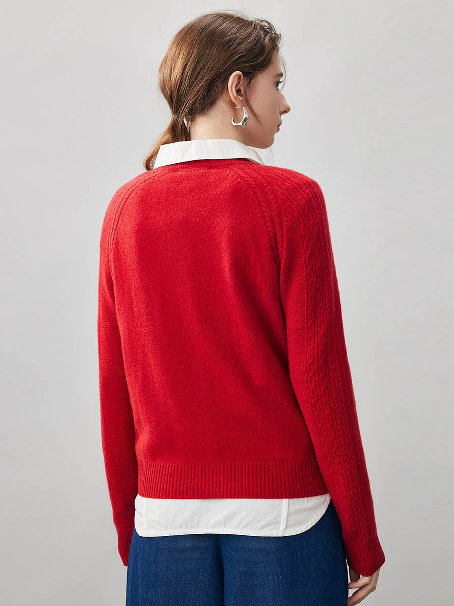 COMOBOCA 100% Cashmere Women's Argyle Cable Button Up Knit Cardigan