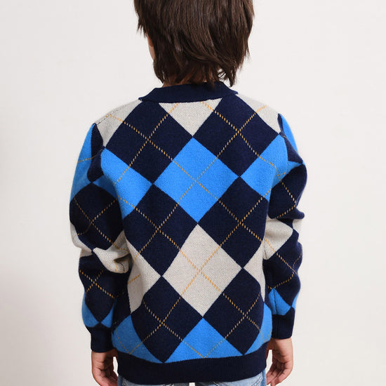 COMOBOCA 100% Wool Kids' Ribbed Round Neck Sweater