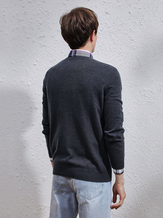 COMOBOCA 100% Cashmere Men's V-Neck Sweater