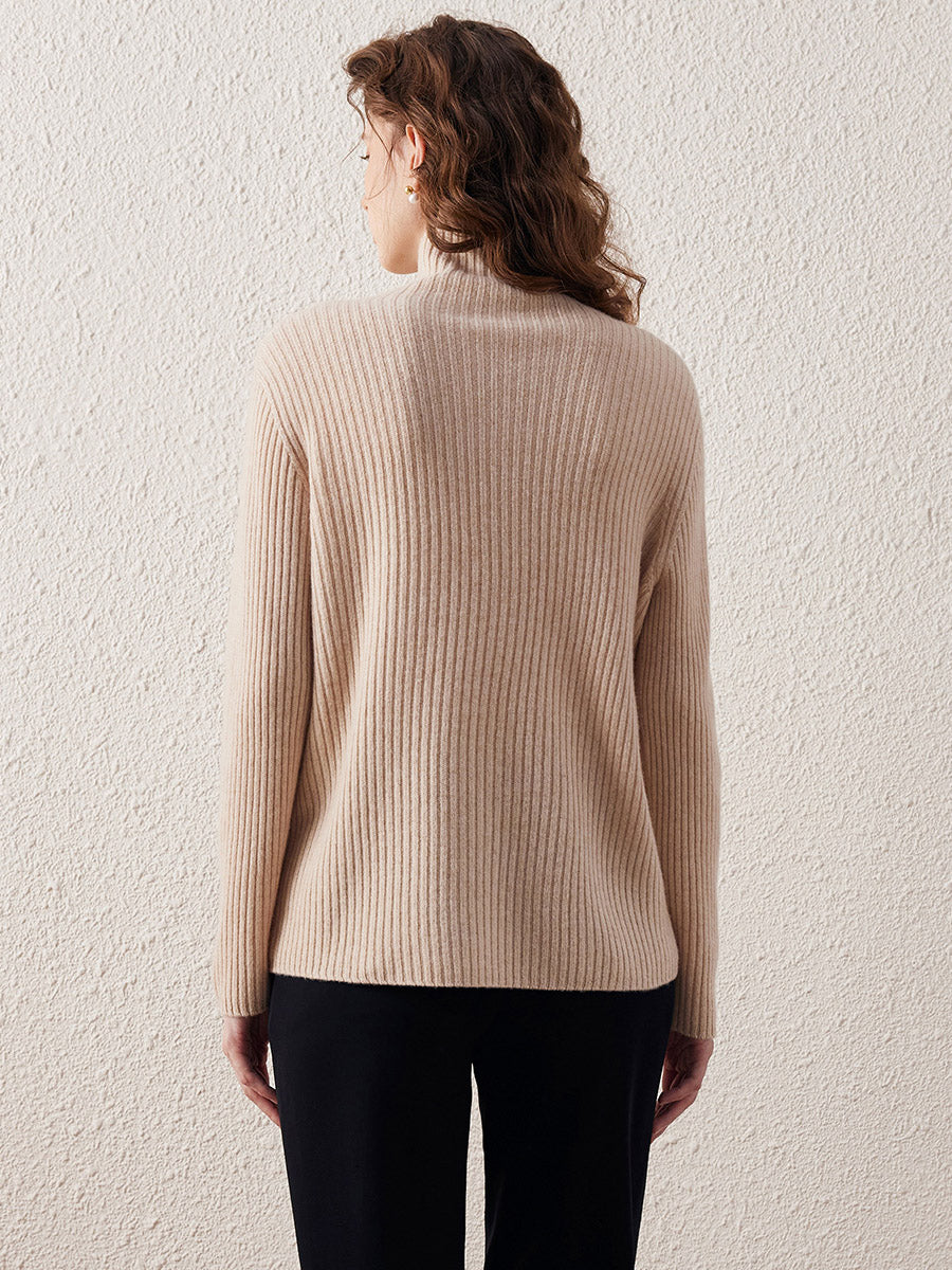 COMOBOCA 100% Wool Women's All-in-One Knit Turtleneck Sweater