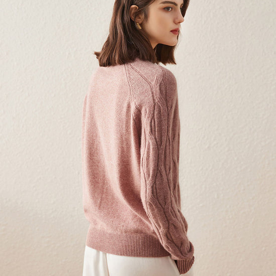 COMOBOCA 100% Cashmere Women's Mock Neck Knit Sweater