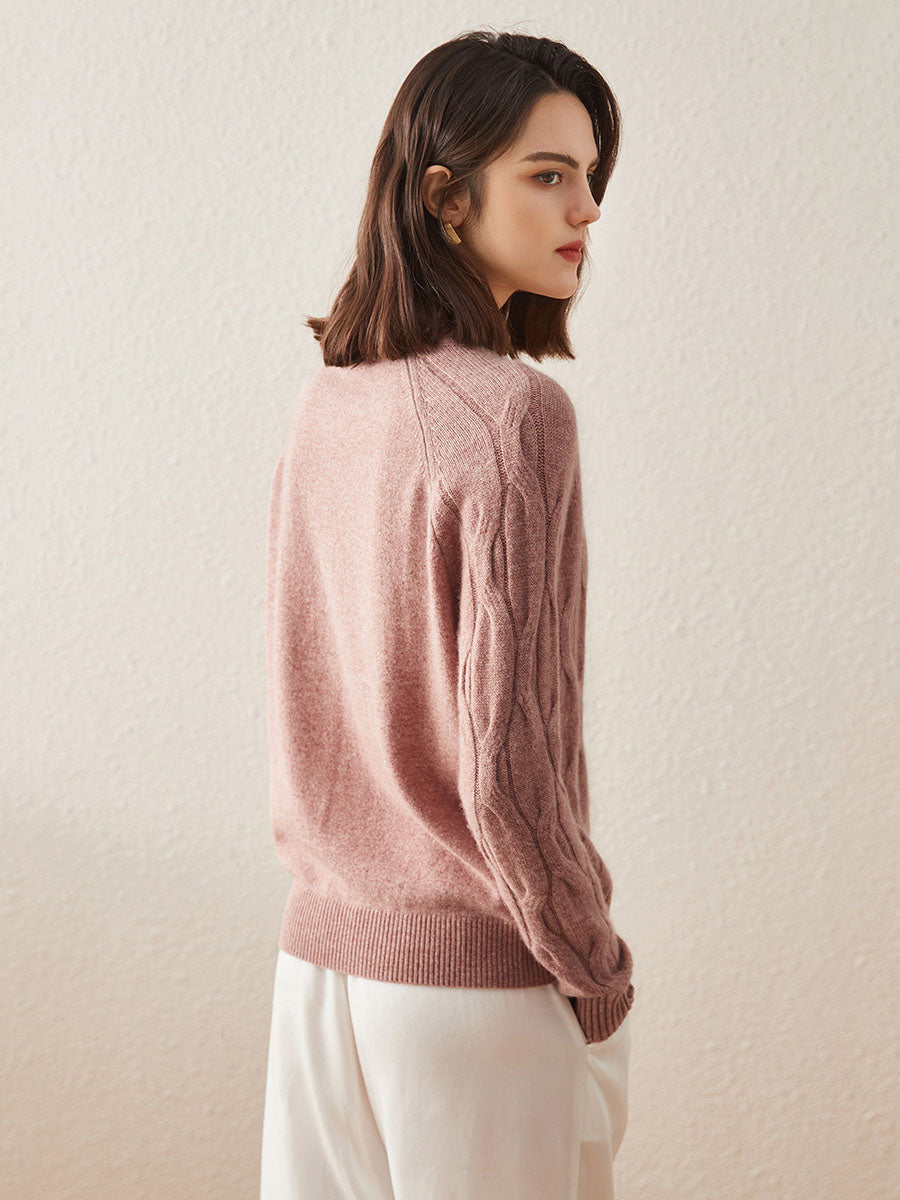 COMOBOCA 100% Cashmere Women's Mock Neck Knit Sweater