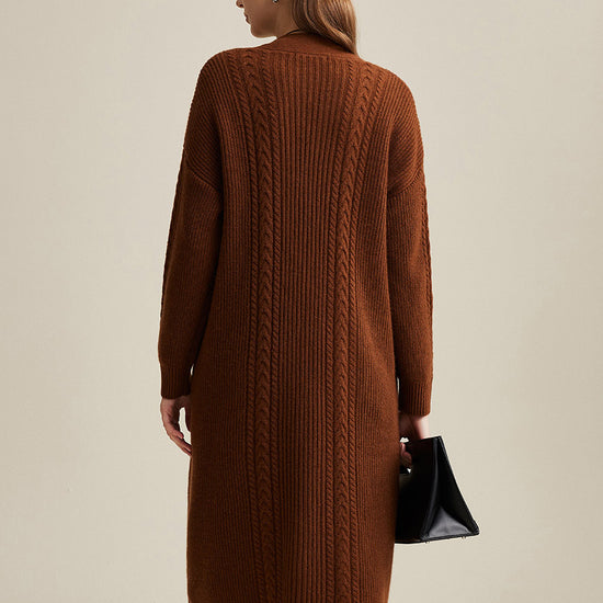 COMOBOCA 100% Wool Women's Cardigan Long Knit Coats with Pockets