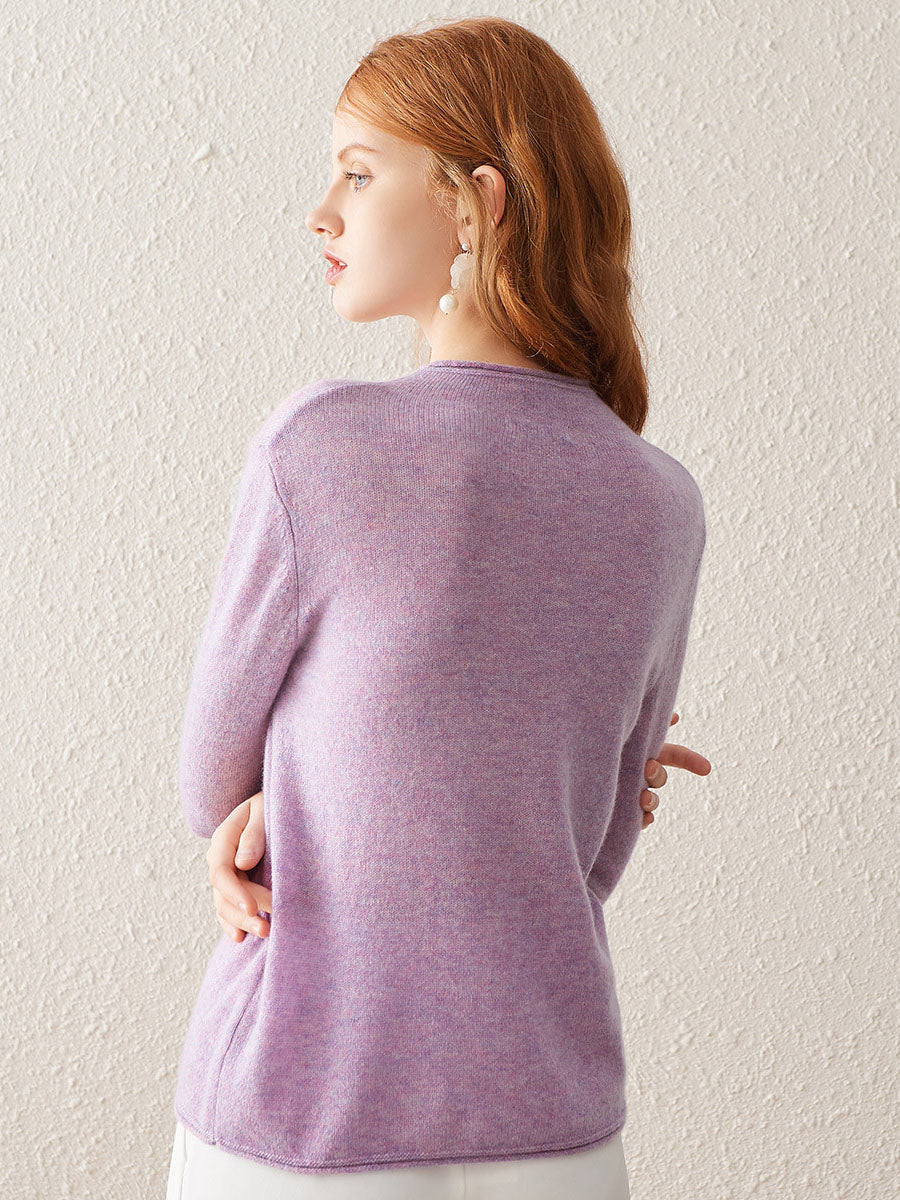 COMOBOCA 100% Cashmere Women's Round Neck Knit sweater