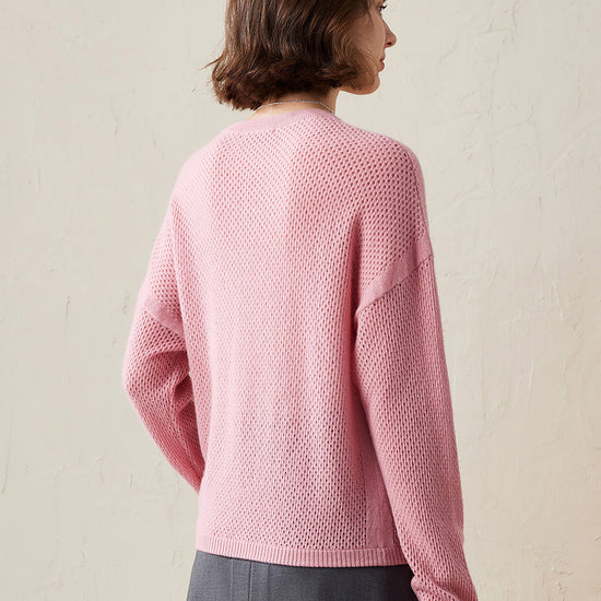 COMOBOCA 100% Cashmere Women's Breathable Mesh Sweater