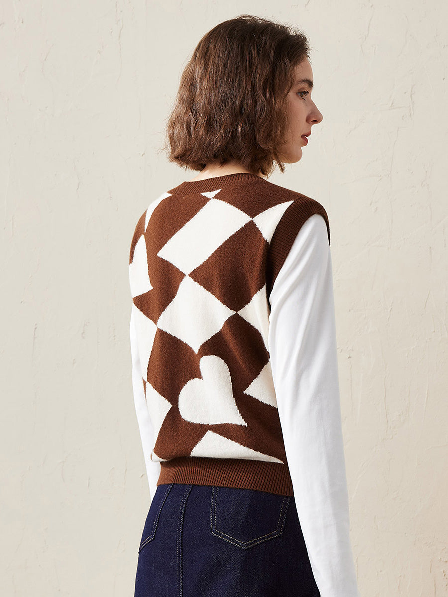 COMOBOCA 100% Cashmere Women's Vintage Inspired Knit Vest