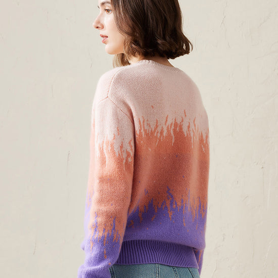 COMOBOCA 100% Cashmere Women's Ombre Gradient Color Knit Sweater