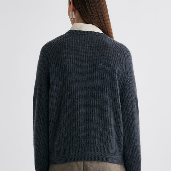 COMOBOCA 100% Cashmere Women's Ribbed Round Neck Sweater