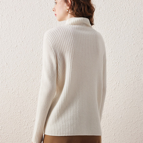 COMOBOCA 100% Wool Women's All-in-One Knit Turtleneck Sweater