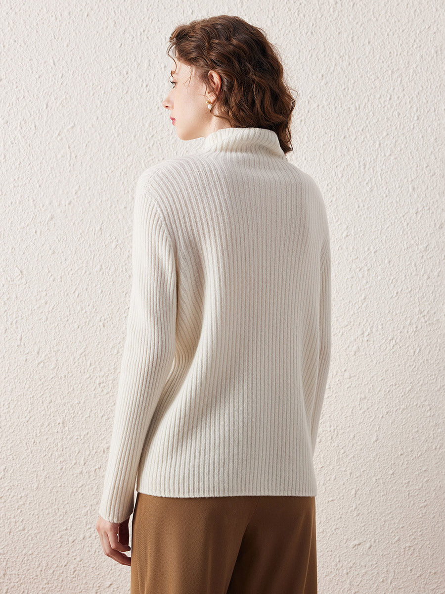 COMOBOCA 100% Wool Women's All-in-One Knit Turtleneck Sweater
