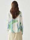 COMOBOCA 100% Mulberry Silk Women's Watercolor Print Shirt