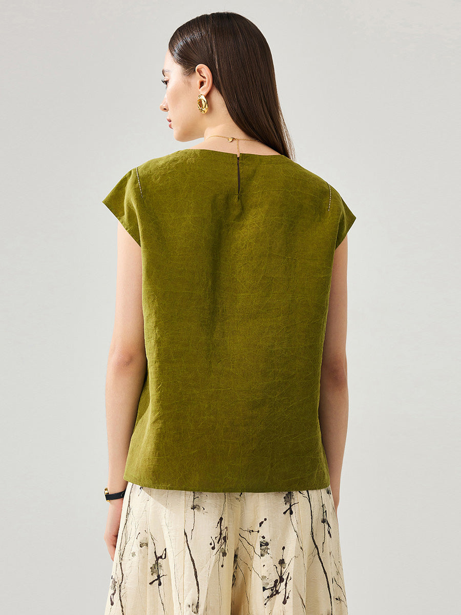 COMOBOCA 100% Mulberry Silk Women's Double Sided T-Shirt