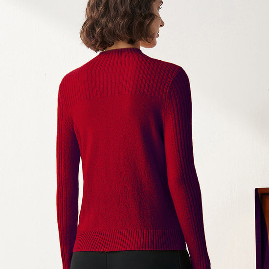 COMOBOCA 100% Cashmere Women's Mock Neck Cable Knit Sweater