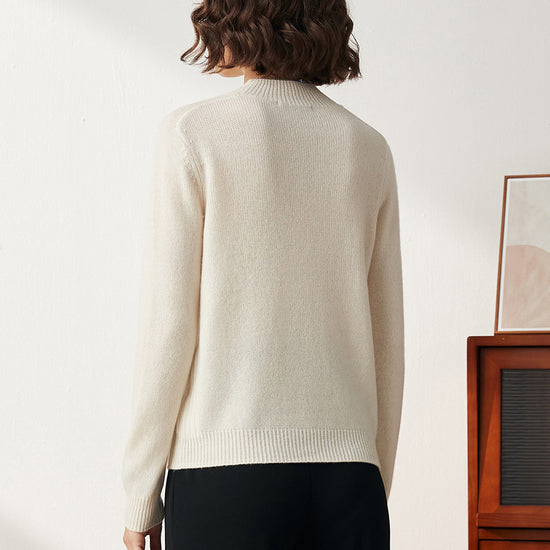 COMOBOCA 100% Cashmere Women's Mock Neck Knit Sweater