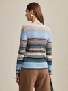 COMOBOCA 100% Wool Women's Multicolor Striped Knit Sweater