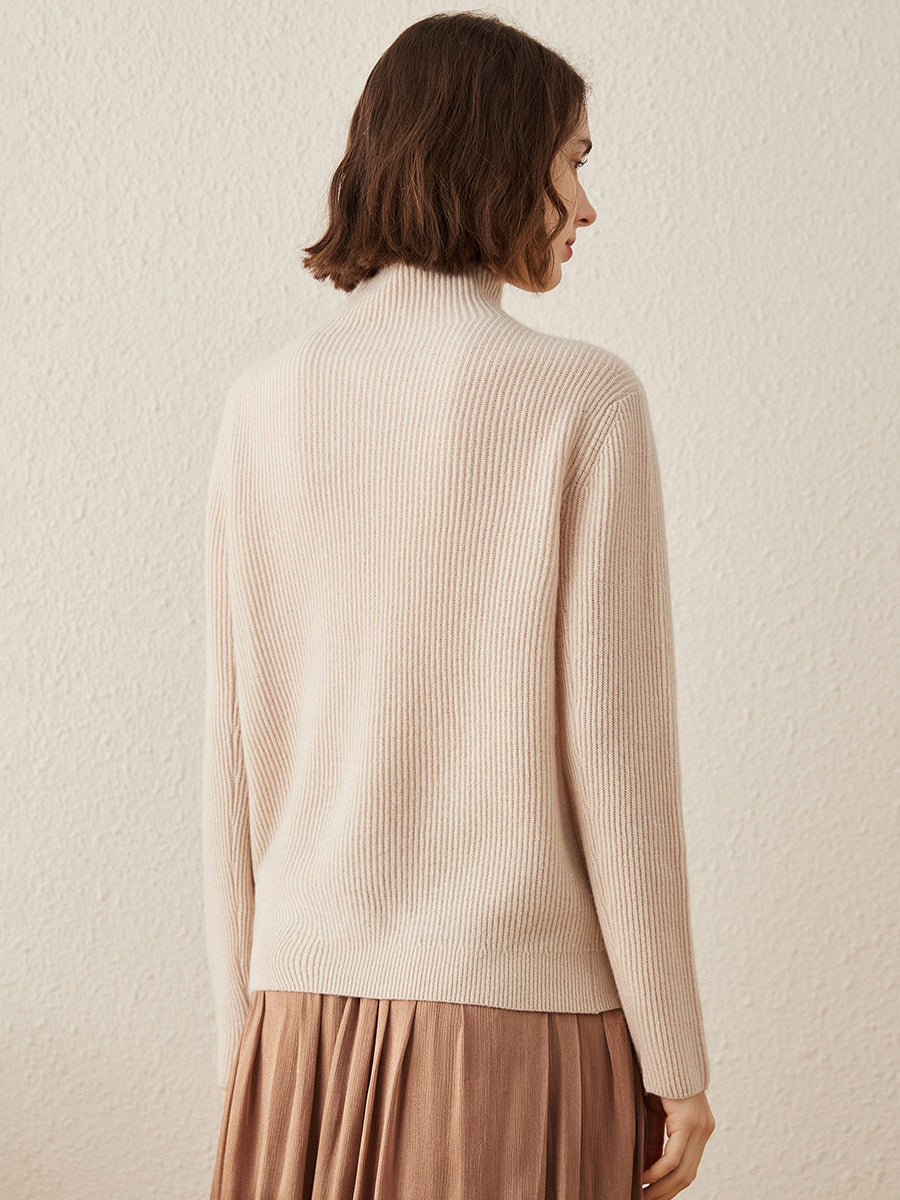 COMOBOCA 100% Cashmere Women's Turtleneck Knit Sweater
