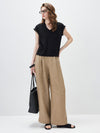 Women's V-Neck Silk-Cotton Jacquard Knit Short Sleeve T-Shirt