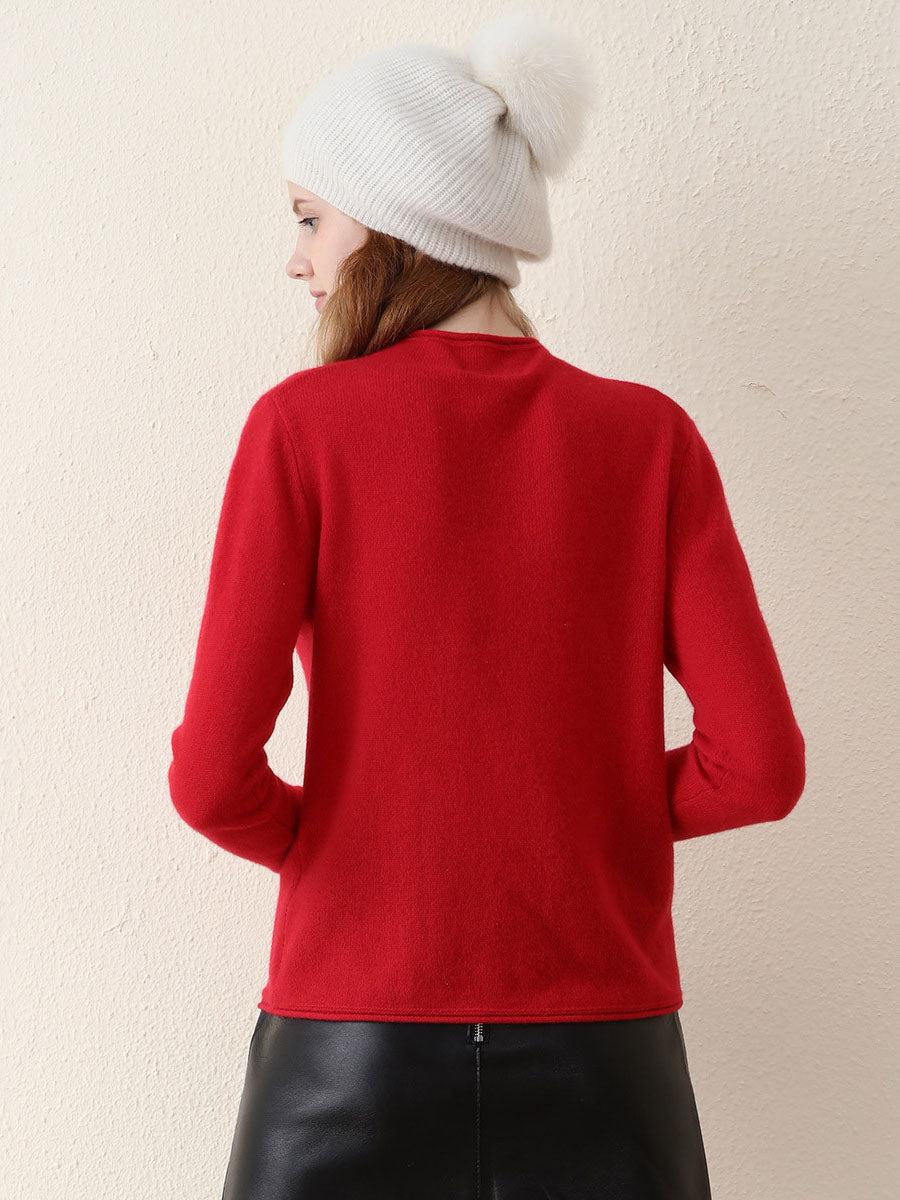 COMOBOCA 100% Cashmere Women's Round Neck Knit sweater