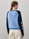 COMOBOCA 100% Cashmere Women's Color Block Round Neck Sweater