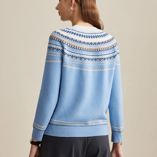 COMOBOCA 100% Wool Women's Fair Isle Sweater