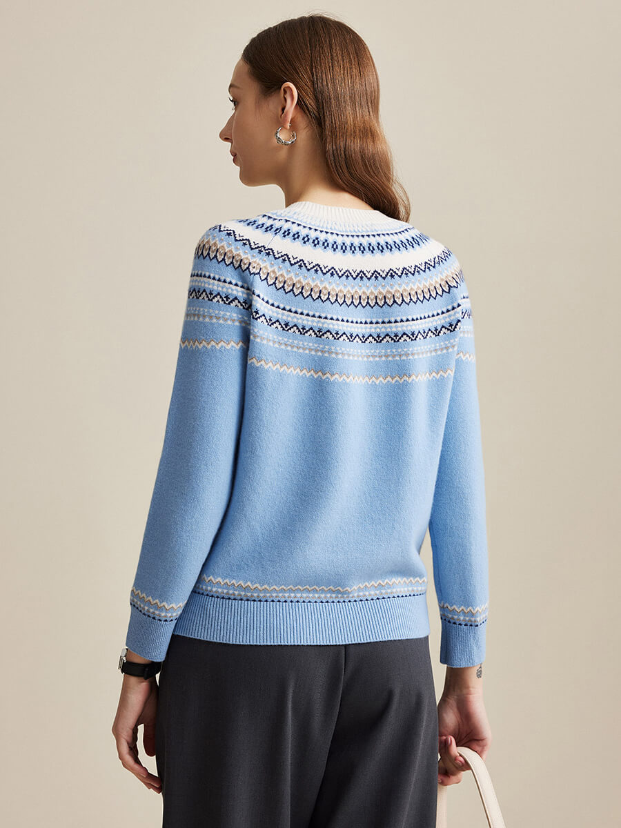 COMOBOCA 100% Wool Women's Fair Isle Sweater