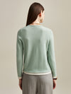 COMOBOCA 100% Cashmere Women's Sweater with Contrast Trim