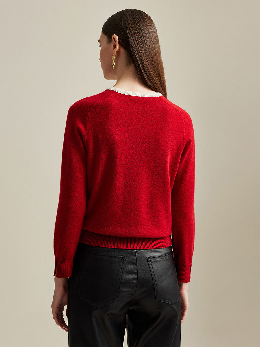 COMOBOCA 100% Cashmere Women's Button-Accent Sweater