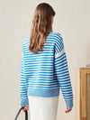 COMOBOCA 100% Wool Women's Striped Knit Pullover Sweater