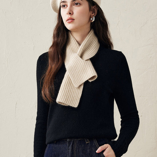 COMOBOCA Camel 100% Cashmere Luxurious Ribbed Scarf