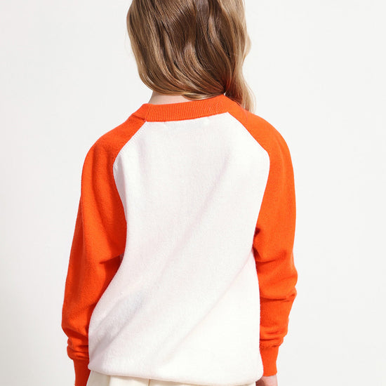 COMOBOCA 100% Wool Kids' Round Neck Color Block Sweater
