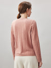 COMOBOCA 100% Cashmere Women's Ribbed Faux Knit Cardigan Sweater
