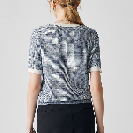 COMOBOCA Women's Chic Striped Knit T-Shirt