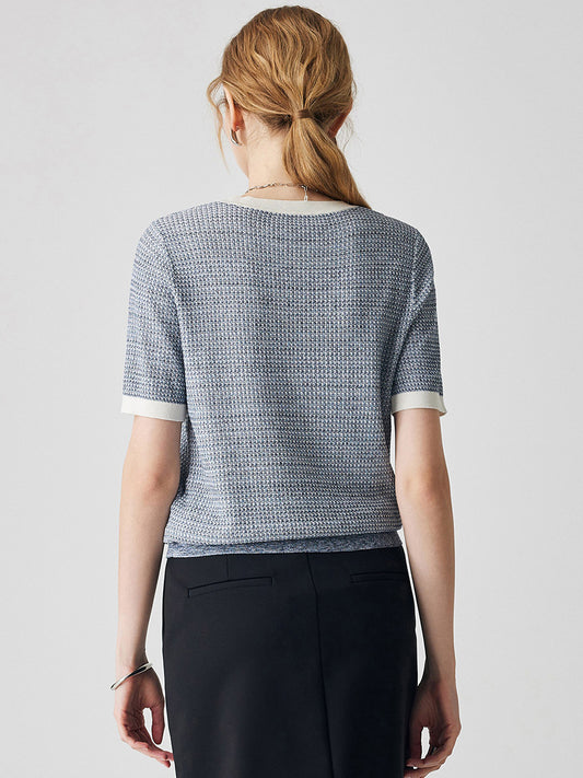 COMOBOCA Women's Chic Striped Knit T-Shirt