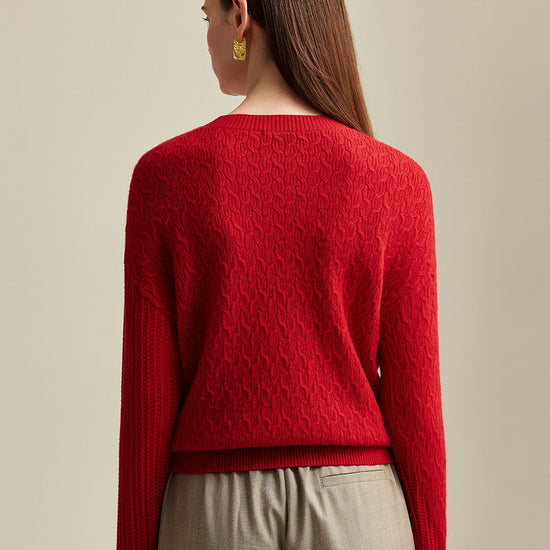 COMOBOCA 100% Cashmere Women's Cable Knit Sweater