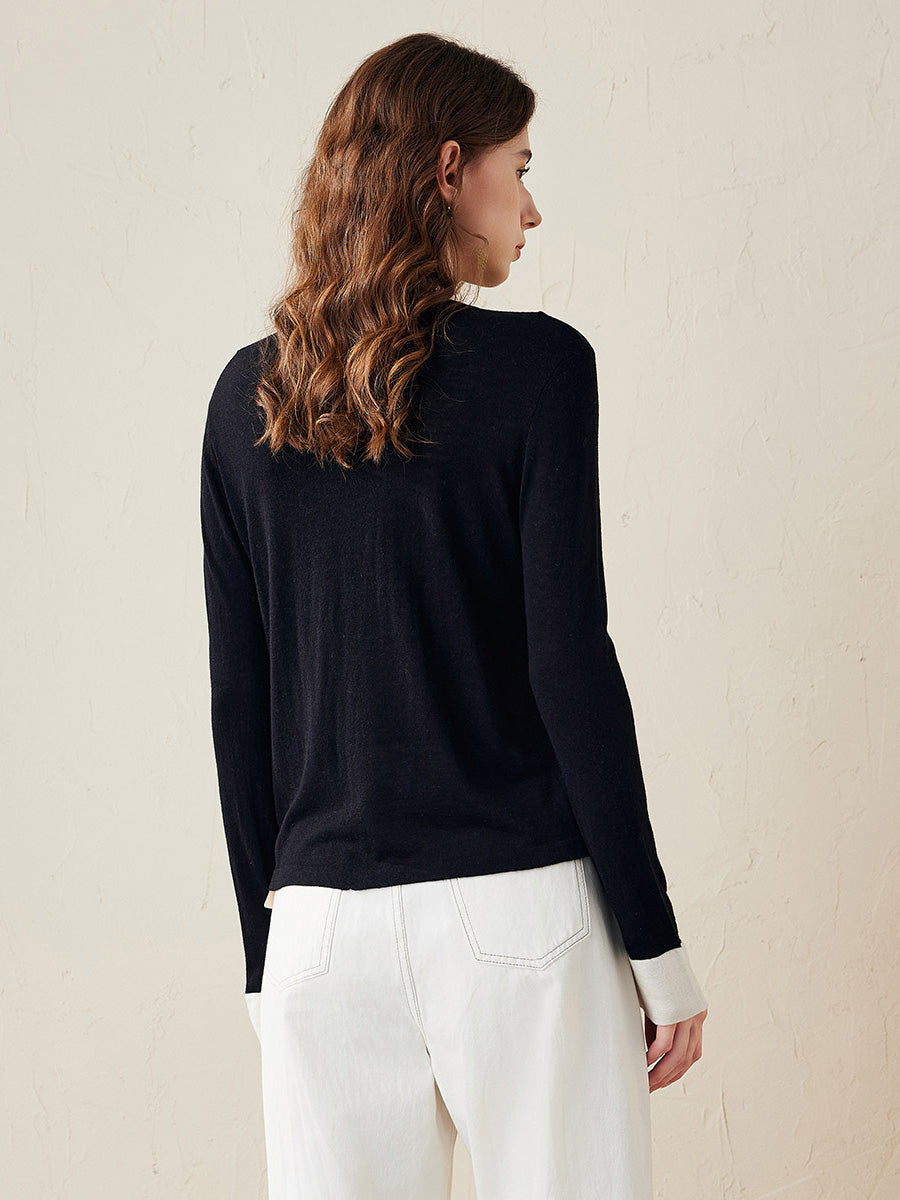 COMOBOCA Women's Essential Color-Blocked Knit Sweater