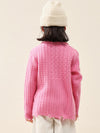 COMOBOCA 100% Wool Kid's Cable Knit Turtleneck Zip Up Cardigan