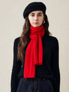 COMOBOCA Red 100% Cashmere Classic Cable Knit Scarf