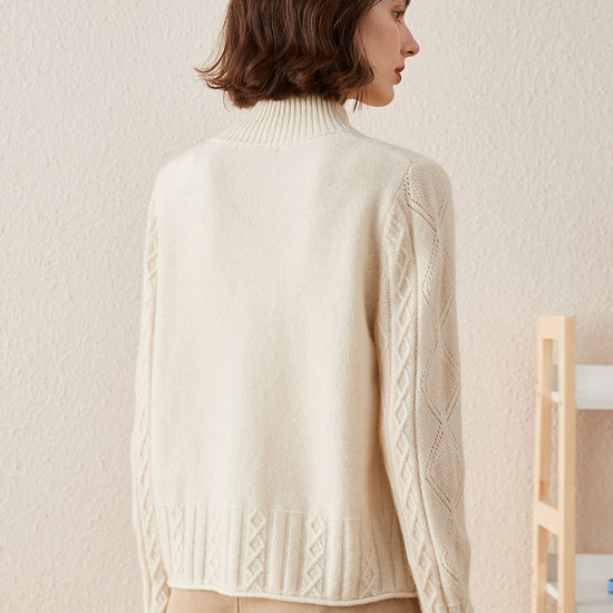 COMOBOCA 100% Cashmere Women's Knit Zip Up Cardigan Sweater