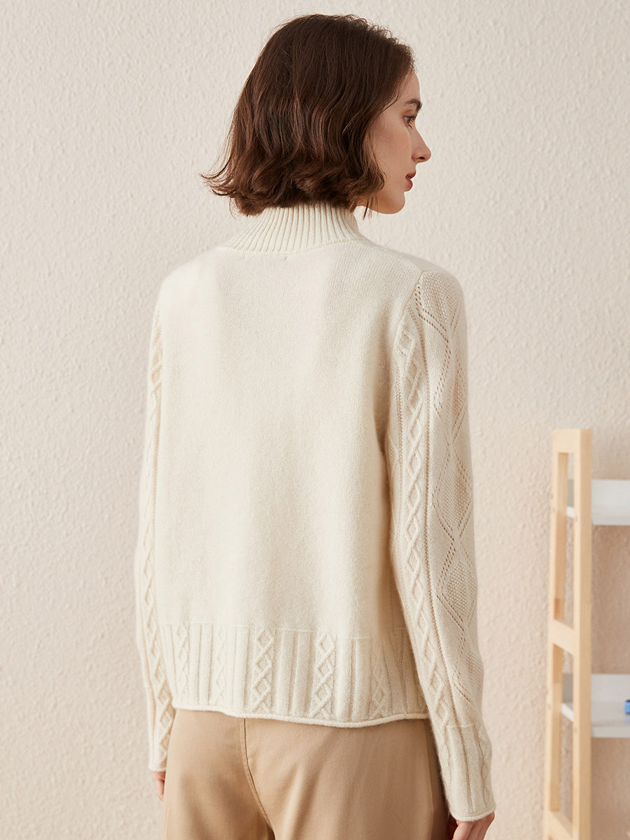 COMOBOCA 100% Cashmere Women's Knit Zip Up Cardigan Sweater