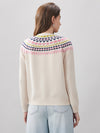 COMOBOCA 100% Wool Women's Fair Isle Inspired Button Down Cardigan