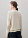 COMOBOCA 100% Cashmere Women's Cable Knit Colorful Accents Sweater