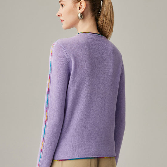 COMOBOCA 100% Cashmere Women's Sweater with Built-in Collar