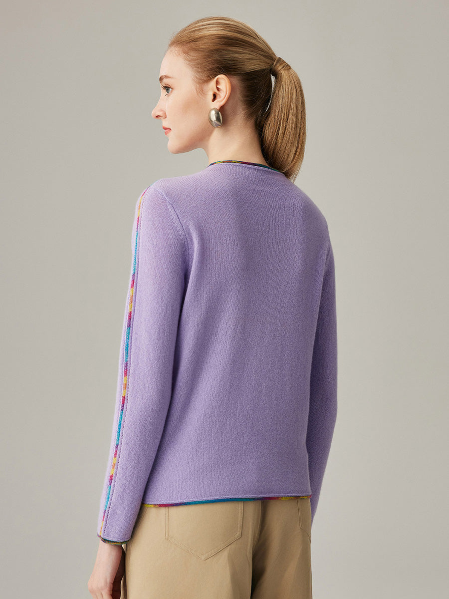 COMOBOCA 100% Cashmere Women's Sweater with Built-in Collar