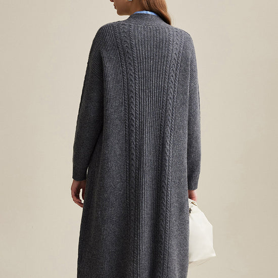 COMOBOCA 100% Wool Women's Cardigan Long Knit Coats with Pockets