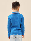 COMOBOCA 100% Wool Kid's Cable Knit Turtleneck Zip Up Cardigan
